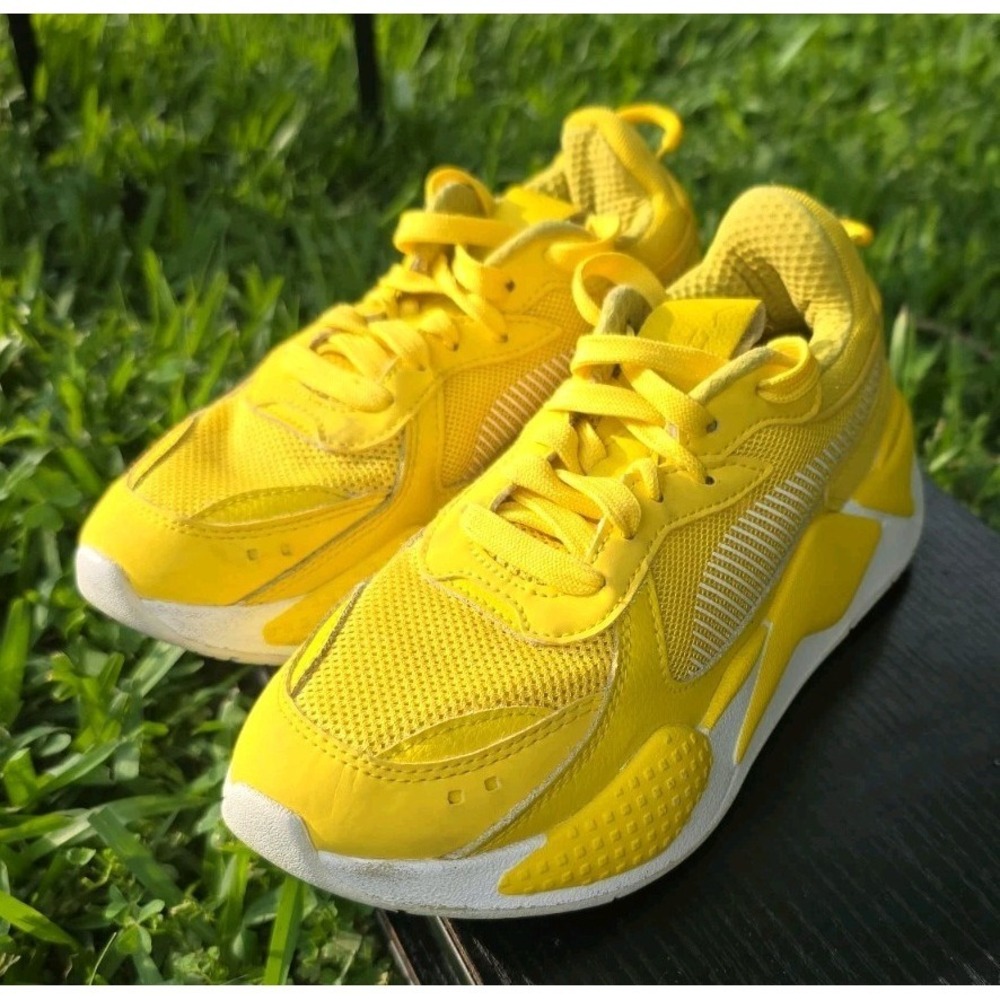 Puma RS-X Dandelion Boys Size 4.5C Yellow White Athletic Running Shoes Sneakers